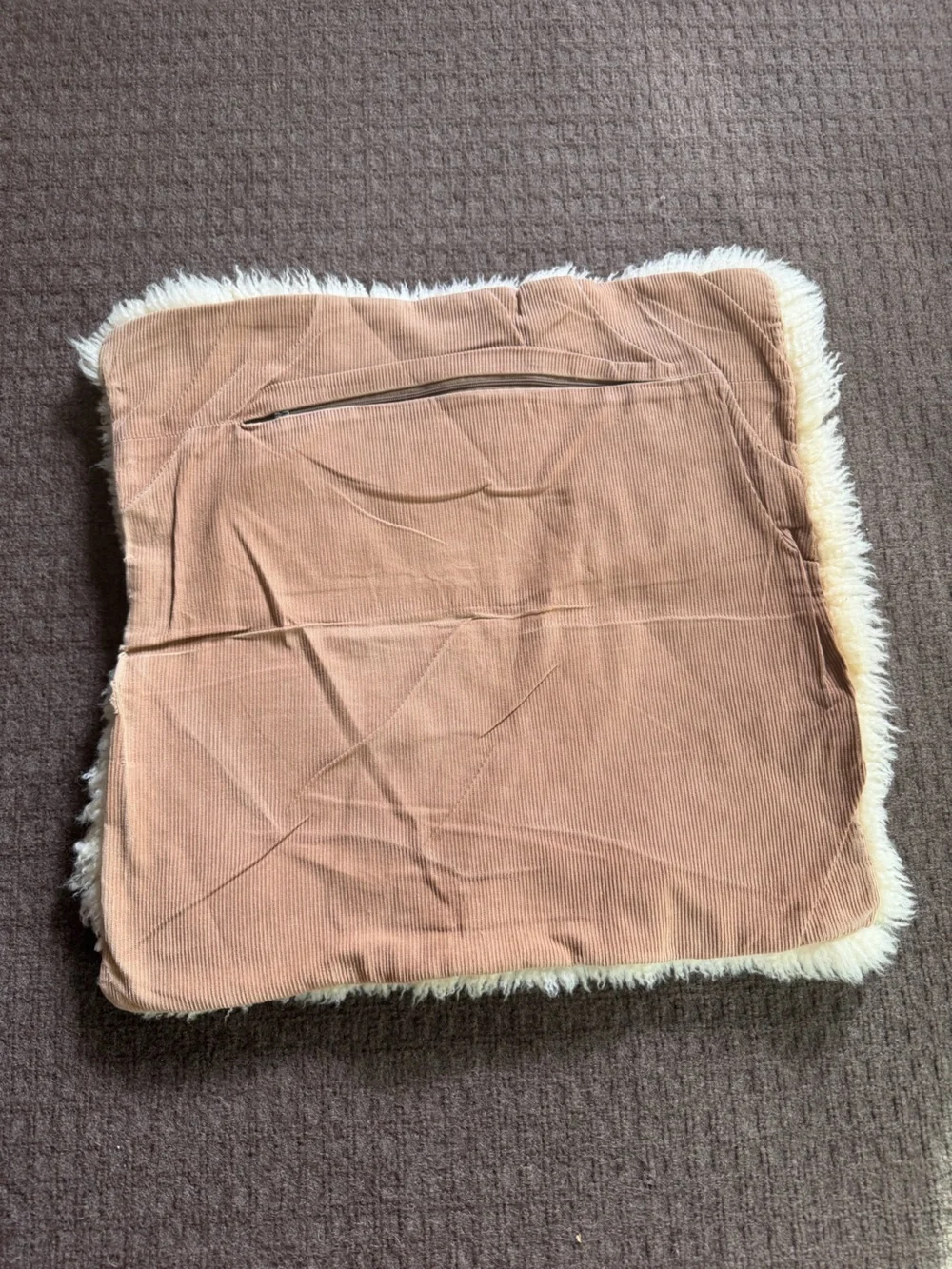 Vintage Genuine Sheepskin Corduroy Decorative Pillow Cover